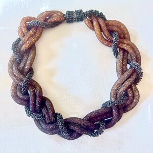 Banana Republic Braided Crystal Rope Statement Necklace